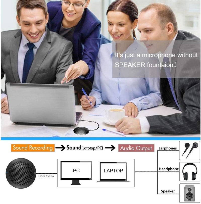 TKGOU Conference USB Microphone, Computer Desktop Mic with LED Indicator, Plug & Play Omnidirectional Condenser PC Laptop Mics for Online Meeting, Class, Skype, Recording, Zoom, (No Speakers Included) - Image 4